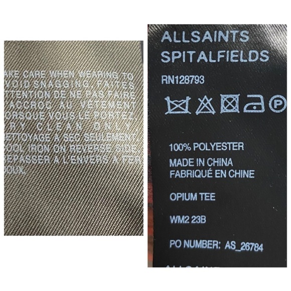 All Saints Blouse Printed in Italy Opium Tee In Red Black - Picture 4 of 6